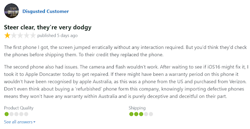 Customer not satisfied with Oz Mobile